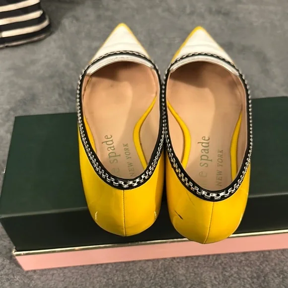 Kate Spade Taxi Yellow and White Flats - Picture 4 of 9